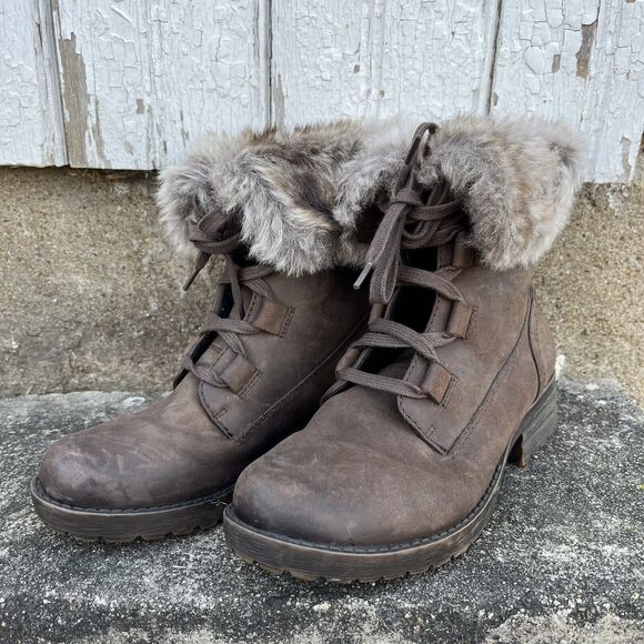ABEO Helena Faux Fur Lined Leather Ankle Waterproof Winter Boot- Size 6.5 EUC - Picture 2 of 9